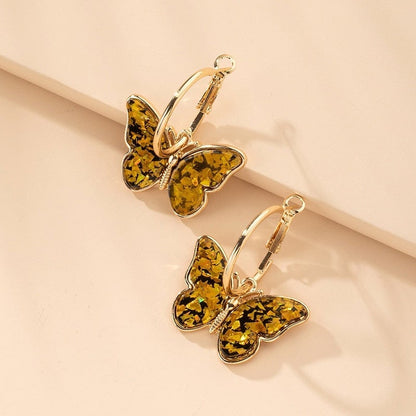 Elegant Hoop Earrings for Women with Multicolor Butterfly Design