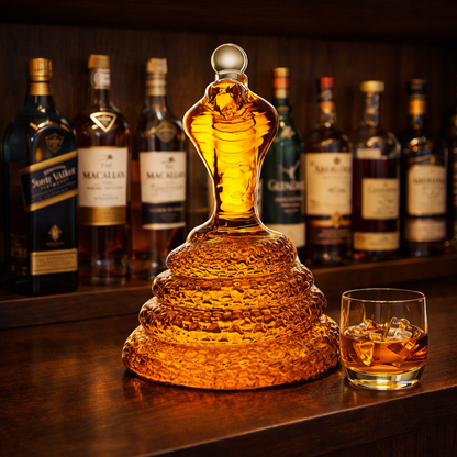 Stylish Whisky Decanter Bottle Gift Set with Cobra Design
