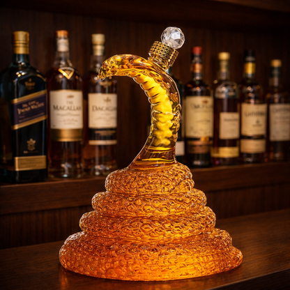 Stylish Whisky Decanter Bottle Gift Set with Cobra Design