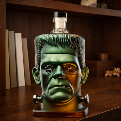 Stylish Whisky Decanter Bottle Gift Set with Frankenstein Design