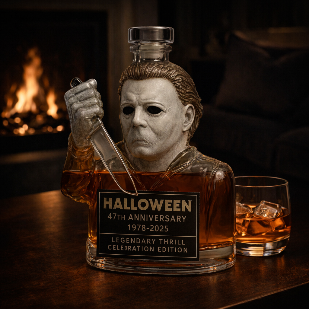 Stylish Whisky Decanter Bottle Gift Set with Horror Design