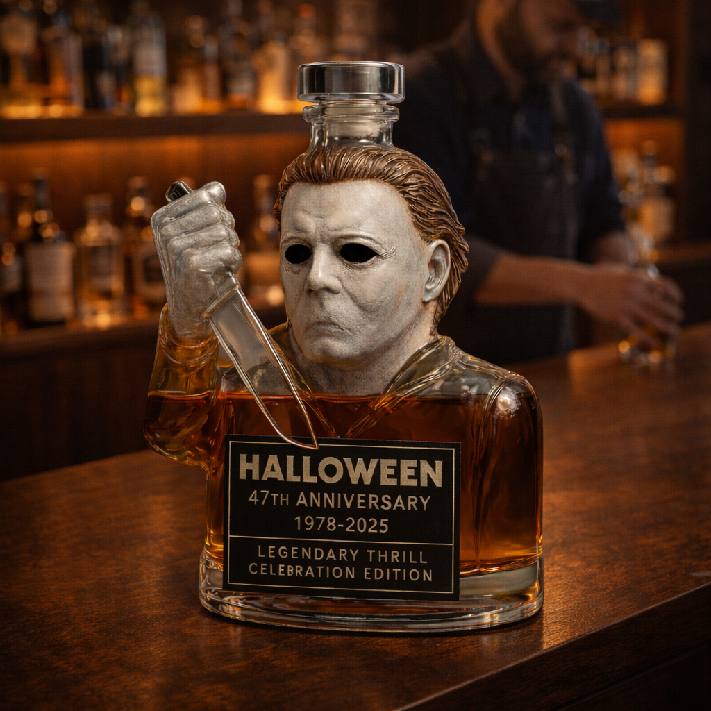 Stylish Whisky Decanter Bottle Gift Set with Horror Design