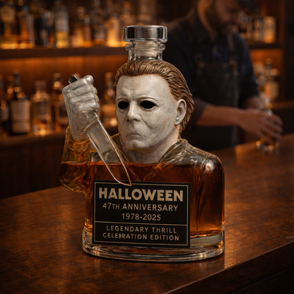 Stylish Whisky Decanter Bottle Gift Set with Horror Design