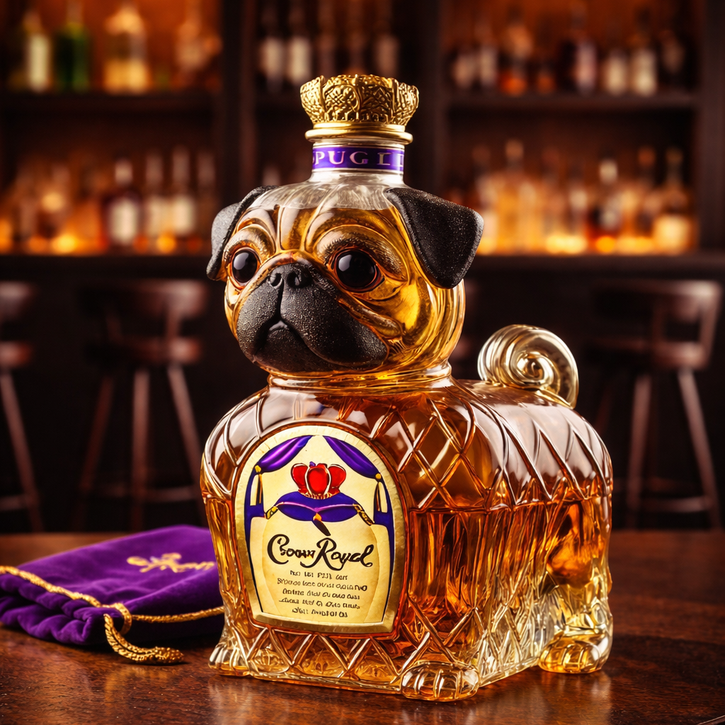 Stylish Whisky Decanter Bottle Gift Set with French Bulldog Design
