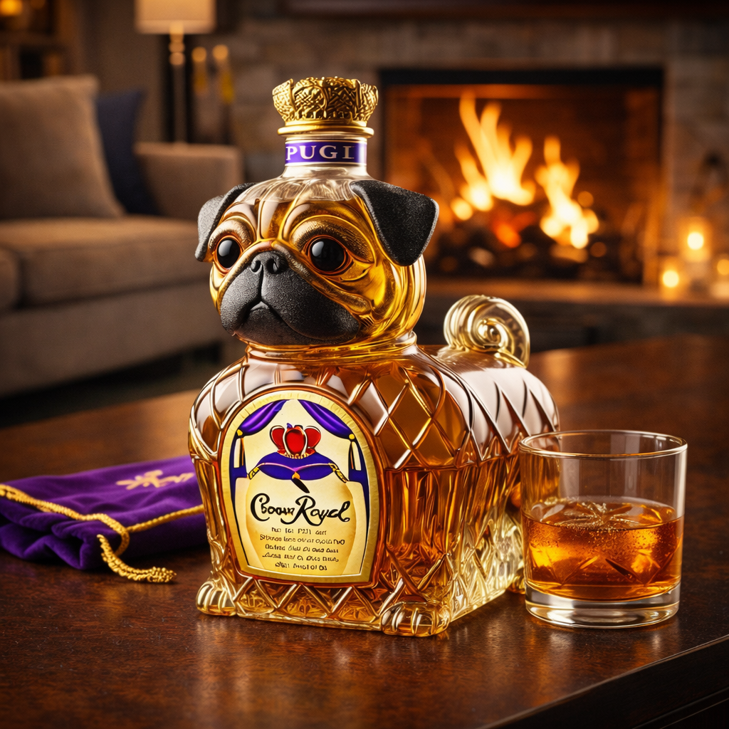 Stylish Whisky Decanter Bottle Gift Set with French Bulldog Design