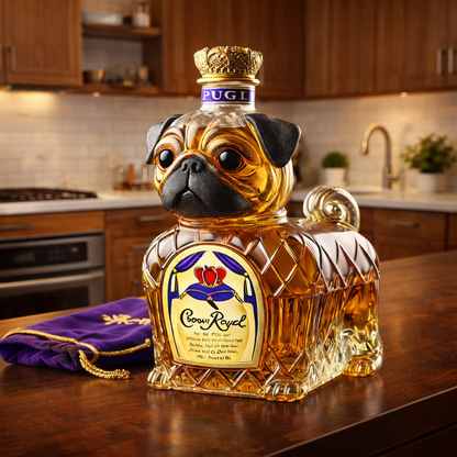 Stylish Whisky Decanter Bottle Gift Set with French Bulldog Design
