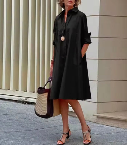 Stylish Shirt Dress for Women with Collared Elbow Sleeve