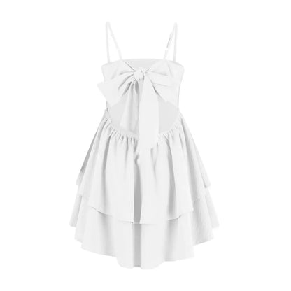 Elegant Cocktail Dress for Women with Spaghetti Strap Tiered Ruffle Skirt A-Line Mini Party Style