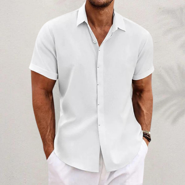 Classic Linen Shirt for Men with Collared Casual Style