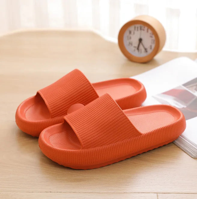 Comfortable Platform Sandals for Women with Wide Band Ribbed Cushion Slide Cloud Sole Slip On Style