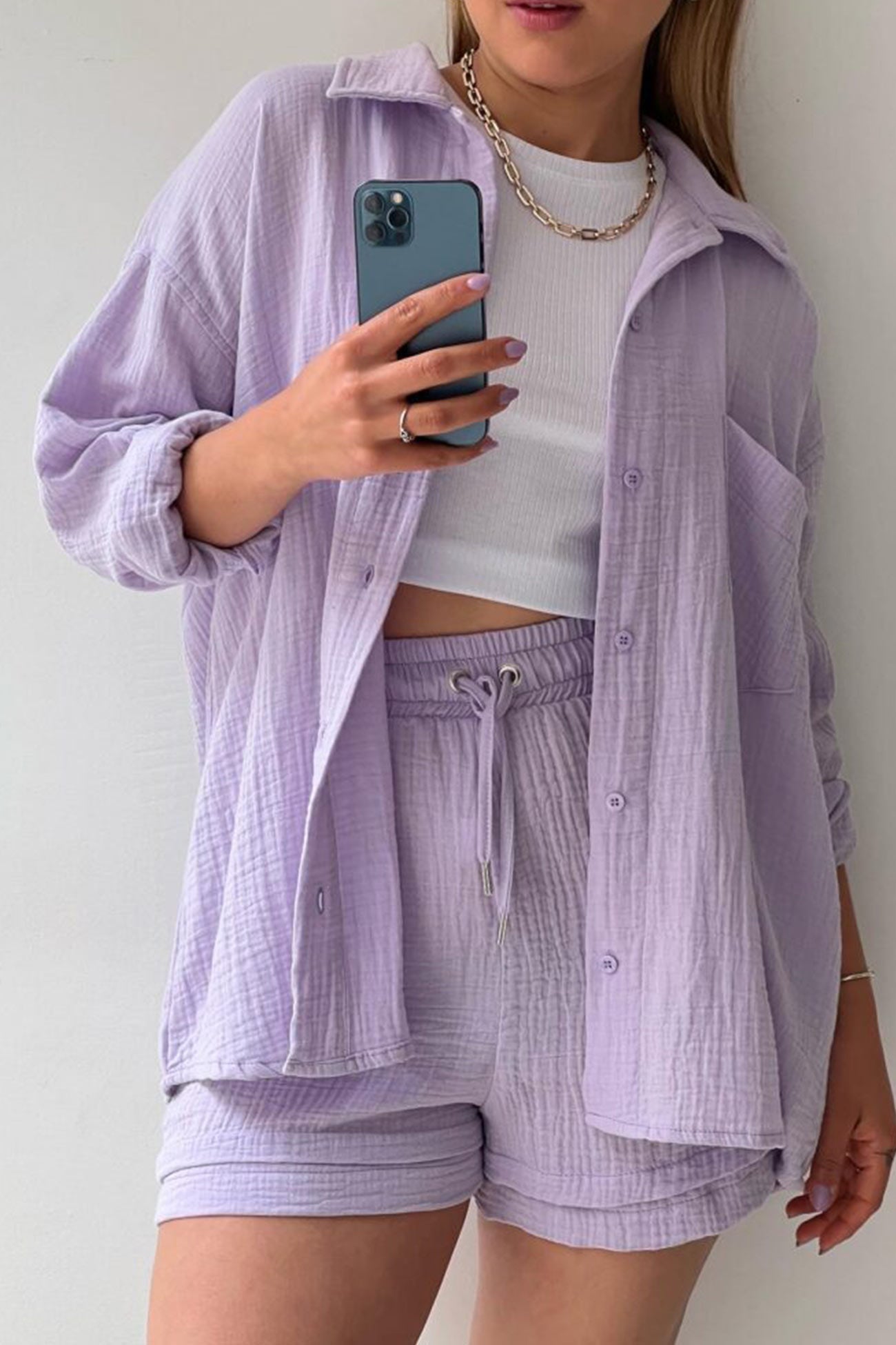 Effortless Two Piece Set for Women with Button Down