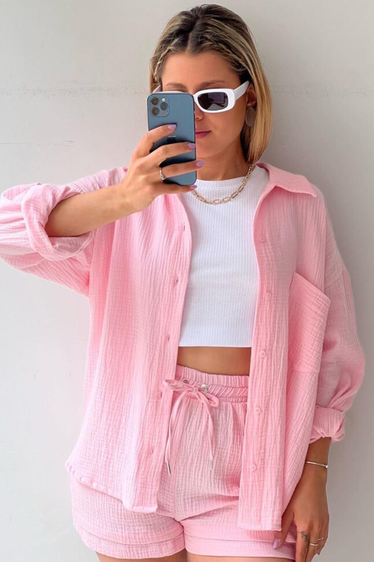 Effortless Two Piece Set for Women with Button Down