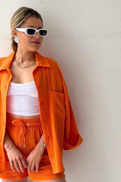 Effortless Two Piece Set for Women with Button Down