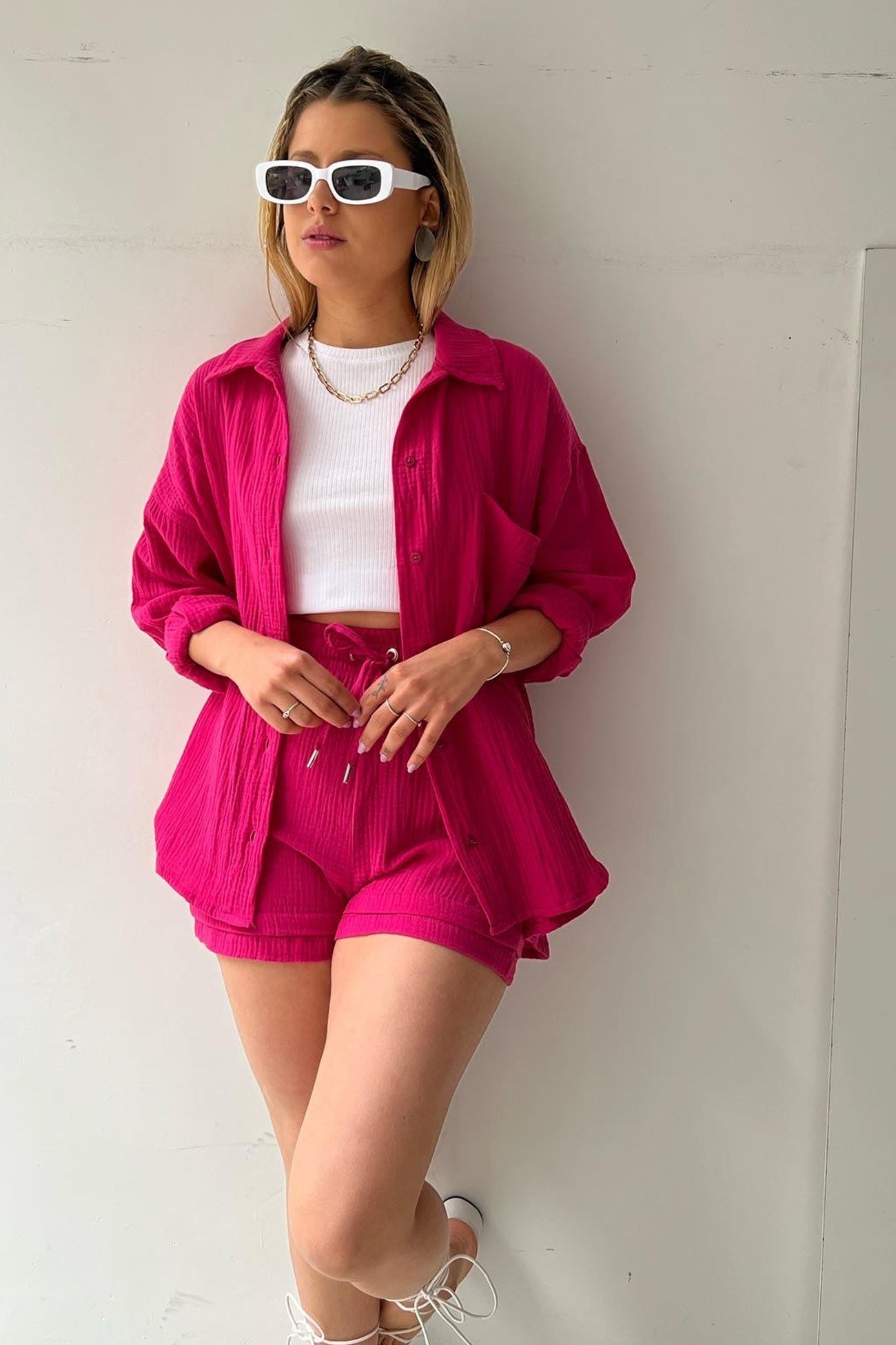 Effortless Two Piece Set for Women with Button Down
