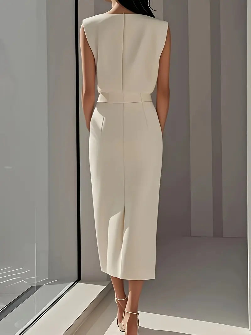 Elegant Midi Dress for Women with Side Slit
