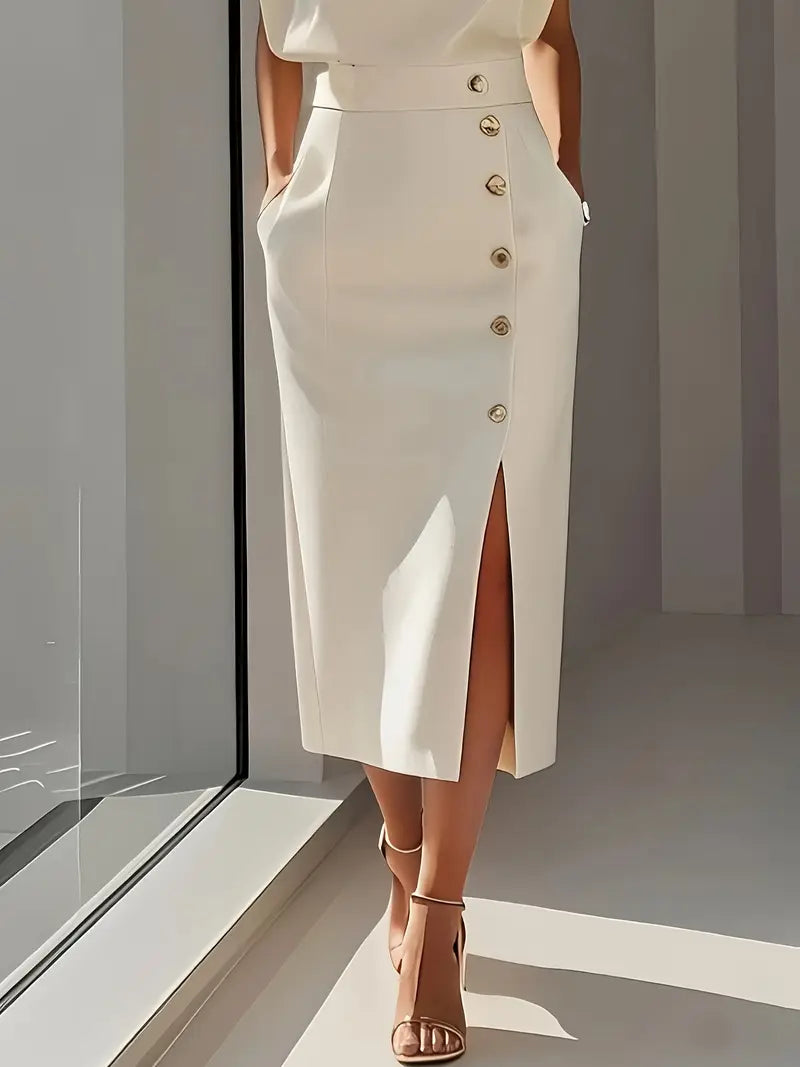 Elegant Midi Dress for Women with Side Slit