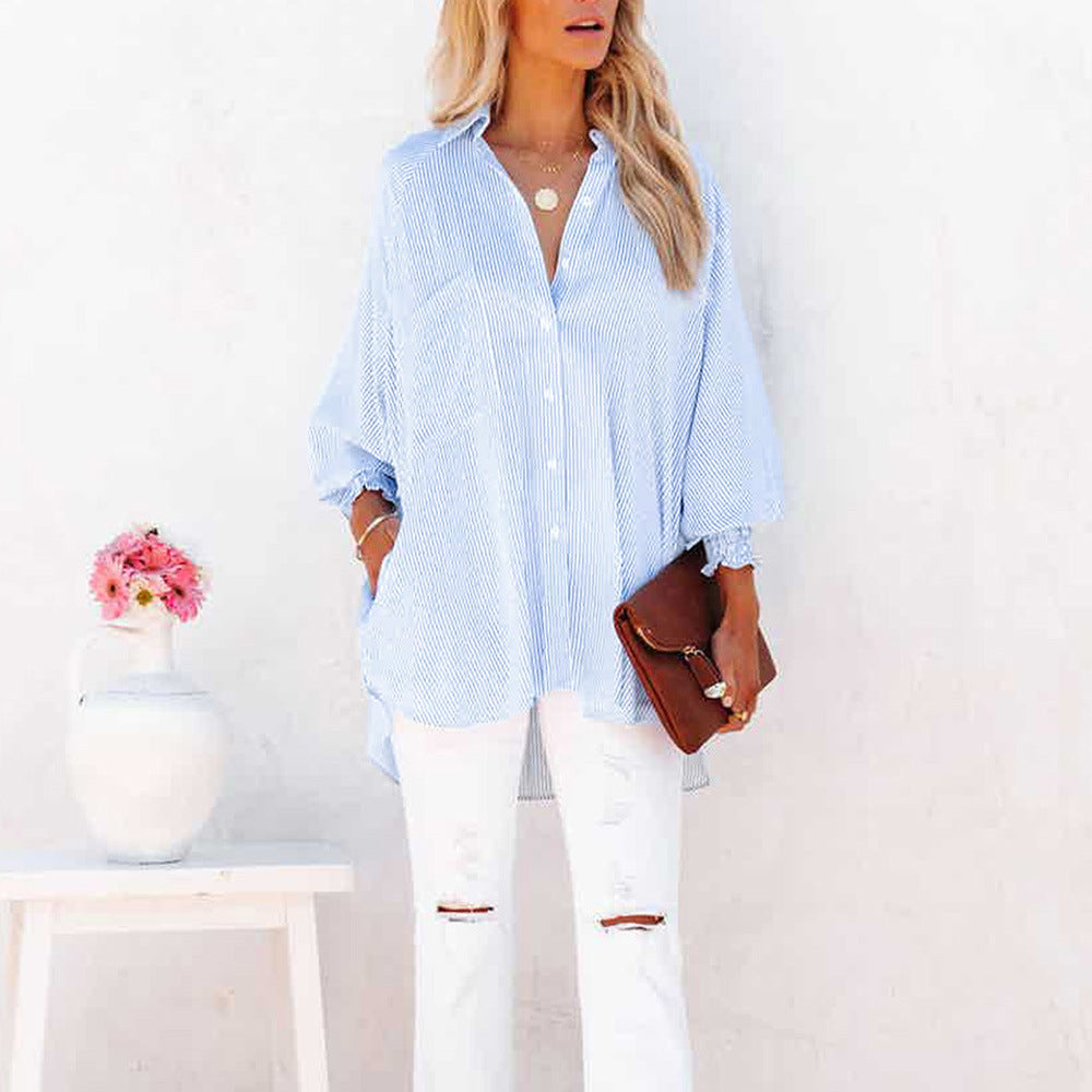 Stylish Striped Blouse for Women with Layered