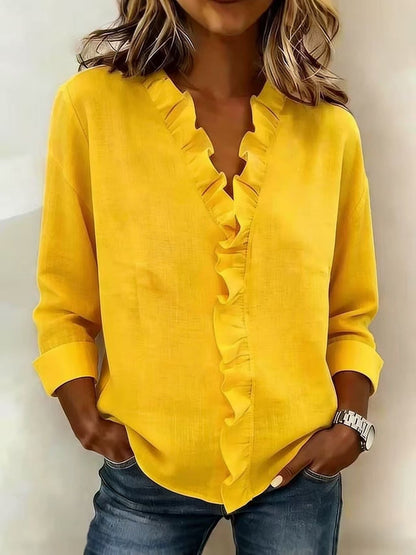Stylish Blouse for Women with V Neck Long Sleeve