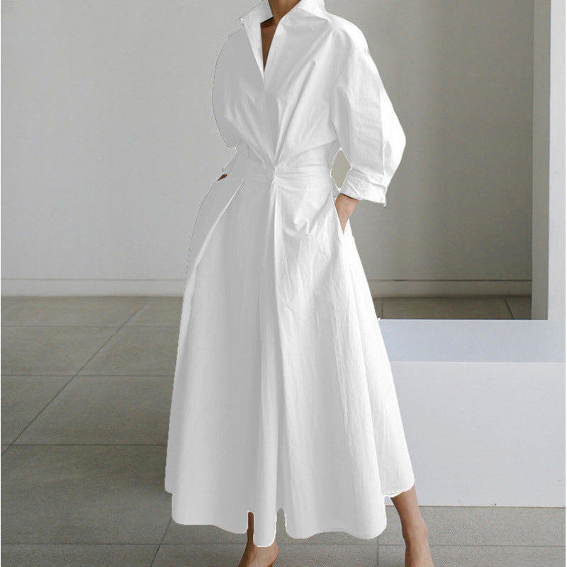 Elegant Wrap Maxi Dress for Women with Collared Casual Style