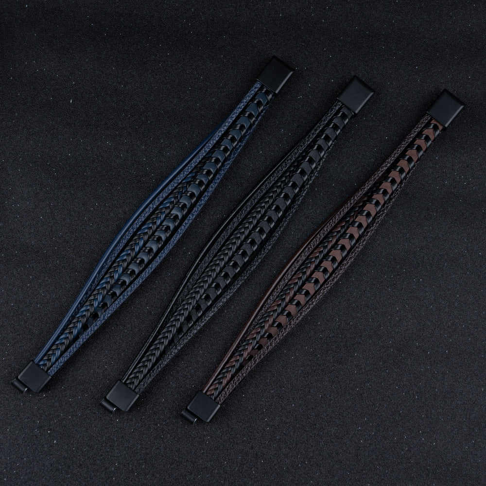 Elegant Bracelet for Men with Braided Viking Design