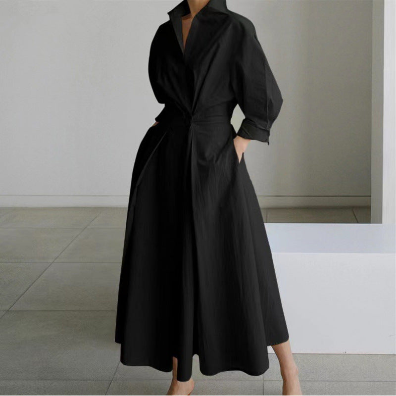 Elegant Wrap Maxi Dress for Women with Collared Casual Style
