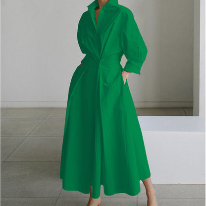 Elegant Wrap Maxi Dress for Women with Collared Casual Style