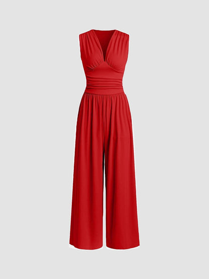 Comfortable Jumpsuit for Women with Sleeveless Wide Leg