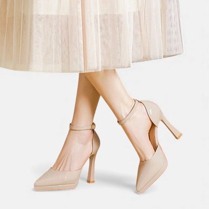 Comfortable Heels for Women with Ankle Strap Block Heel Style