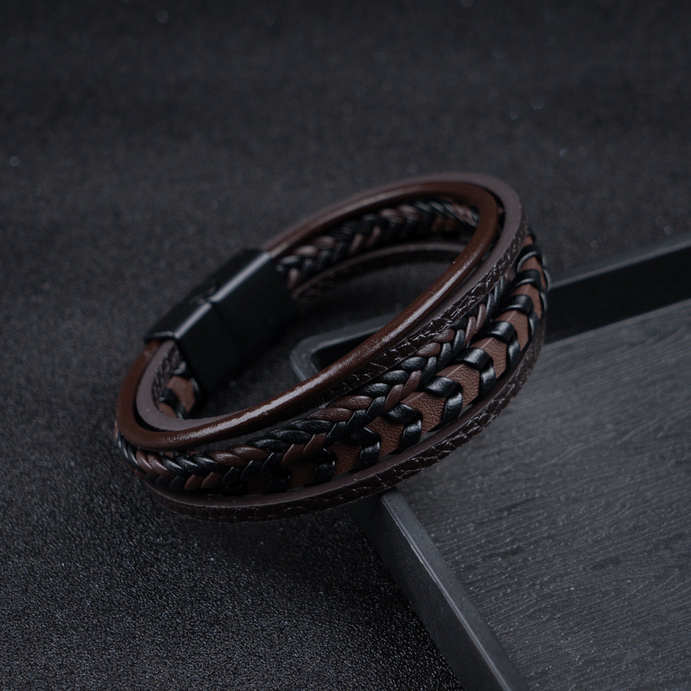 Elegant Bracelet for Men with Braided Viking Design