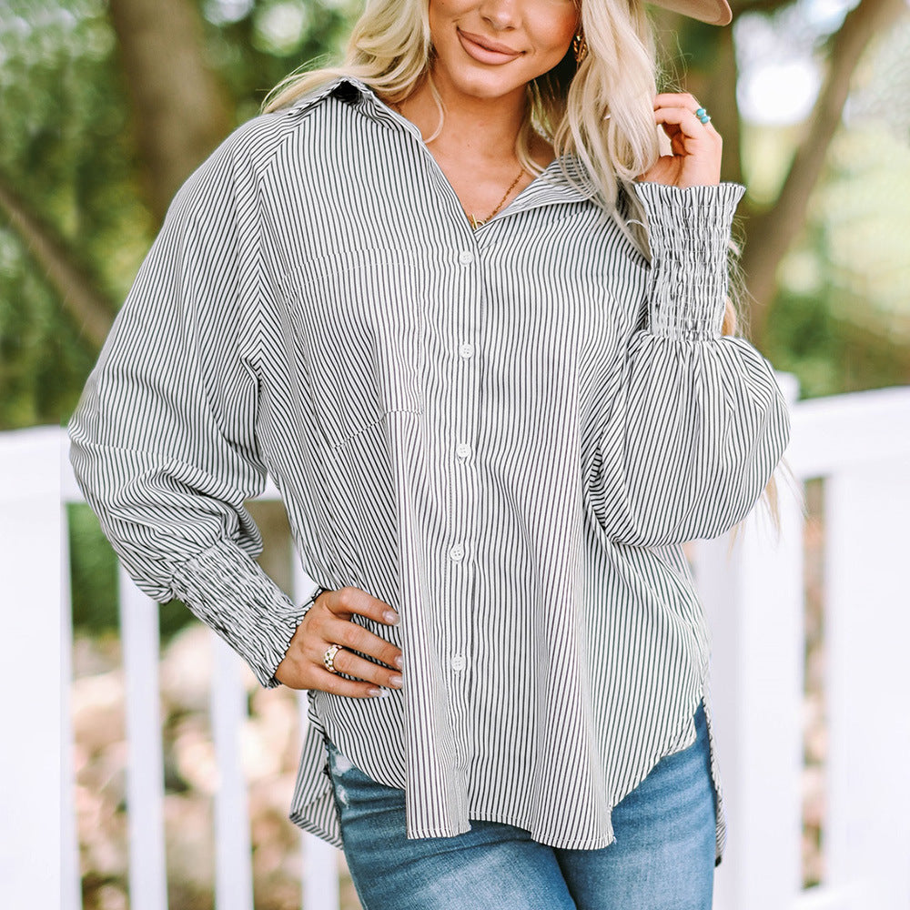 Stylish Striped Blouse for Women with Layered