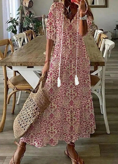 Effortless Maxi Dress for Women with V Neck Vintage