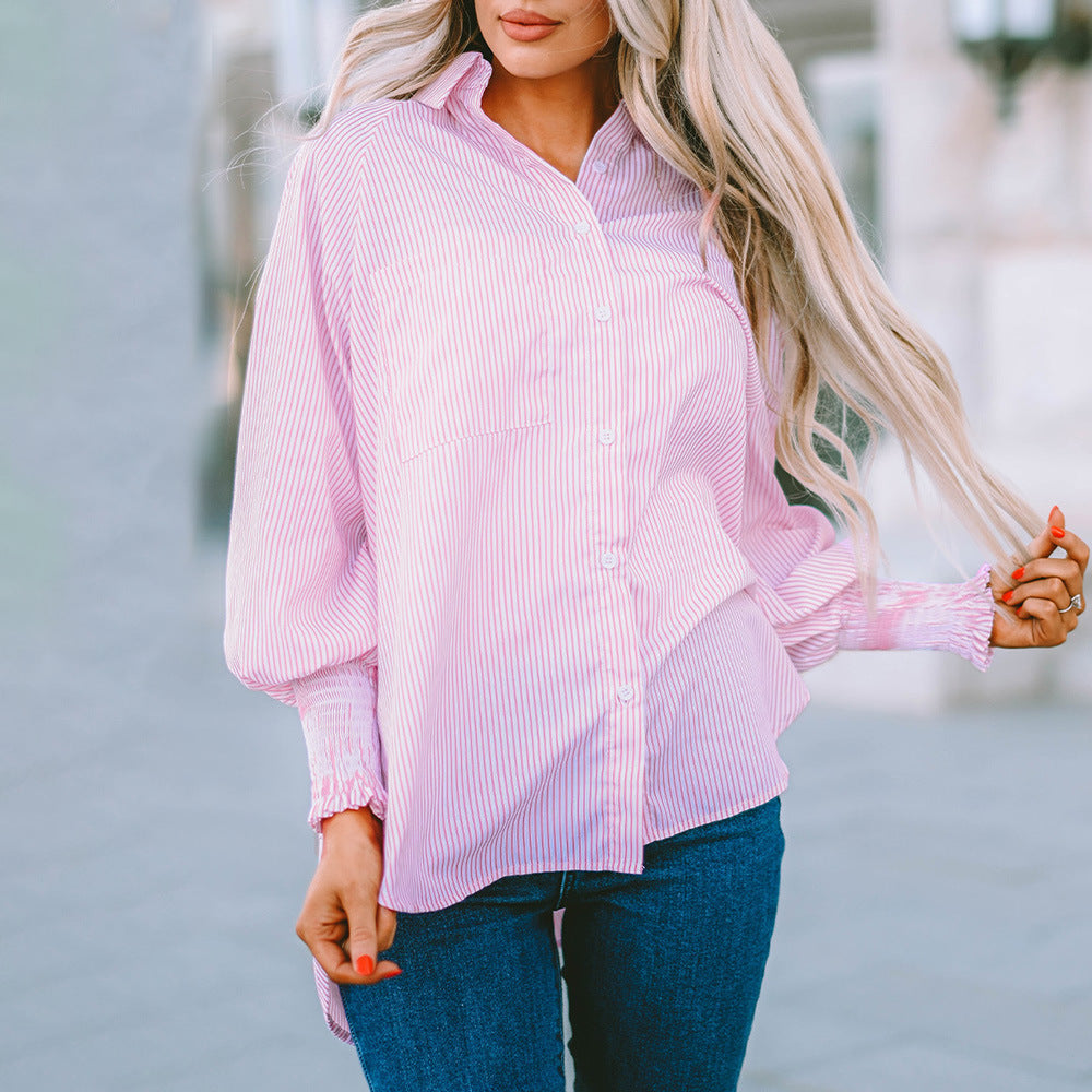 Stylish Striped Blouse for Women with Layered