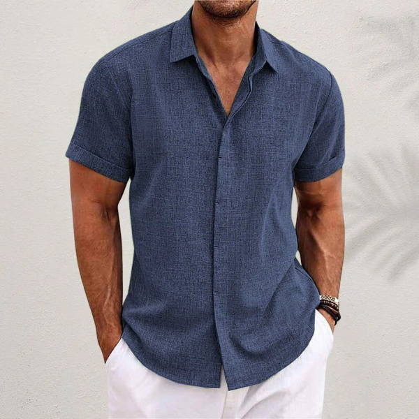 Classic Linen Shirt for Men with Collared Casual Style