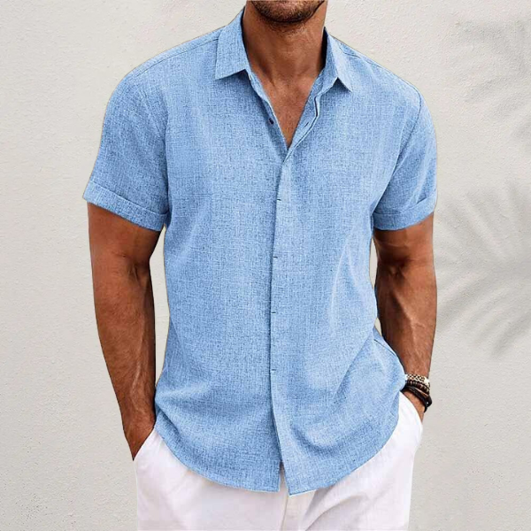 Classic Linen Shirt for Men with Collared Casual Style
