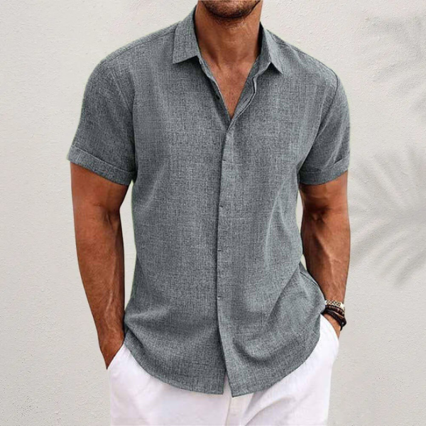 Classic Linen Shirt for Men with Collared Casual Style