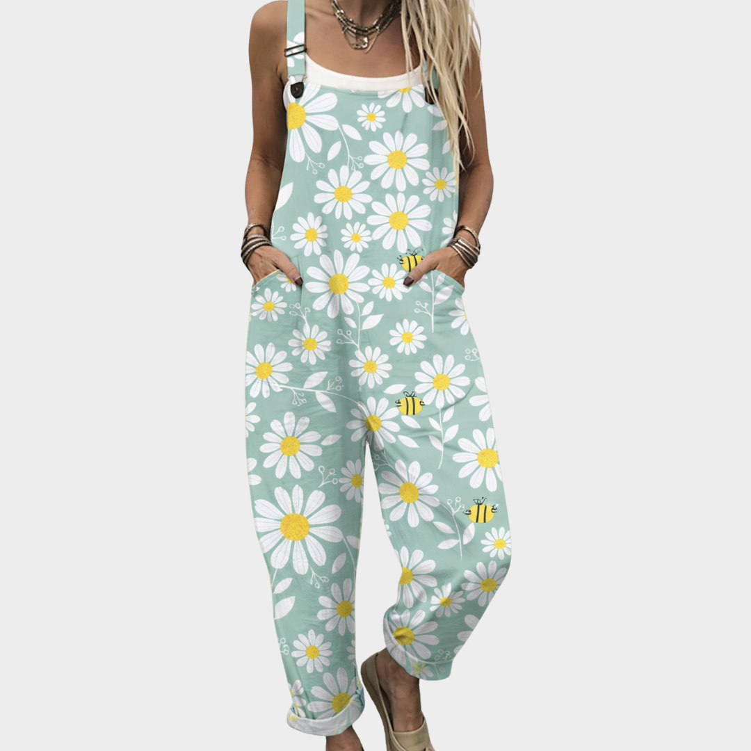 Comfortable Light Blue Floral Jumpsuit for Women