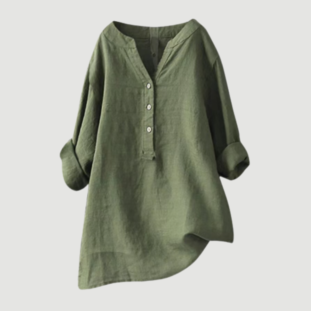 Effortless Blouse for Women with V Neck Button Down