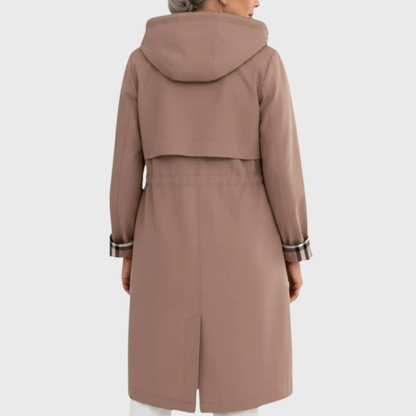 Comfortable Hooded Coat for Women with Zip Front Drawstring Waist Long Style
