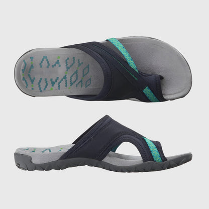 Comfortable Flip Flops for Women with Toe Ring Quilted Neoprene Strap Sport Flat Outdoor Sandal Style