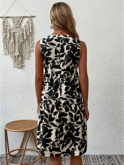 Effortless Floral Mini Dress for Women with V Neck Sleeveless
