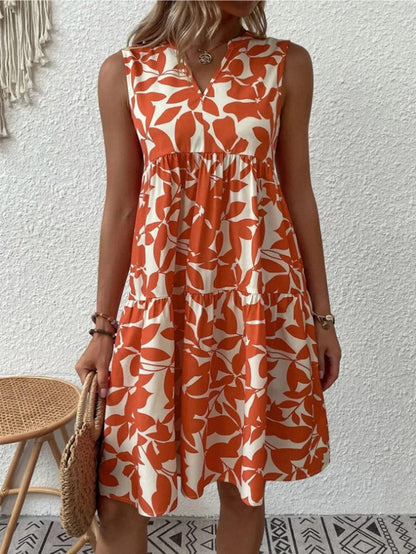 Effortless Floral Mini Dress for Women with V Neck Sleeveless