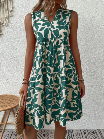 Effortless Floral Mini Dress for Women with V Neck Sleeveless