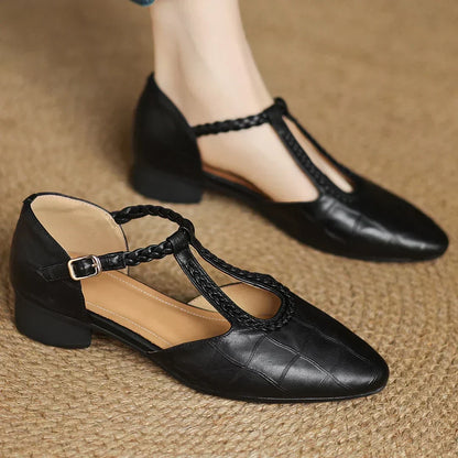 Comfortable Shoes for Women with Buckle T Strap Style