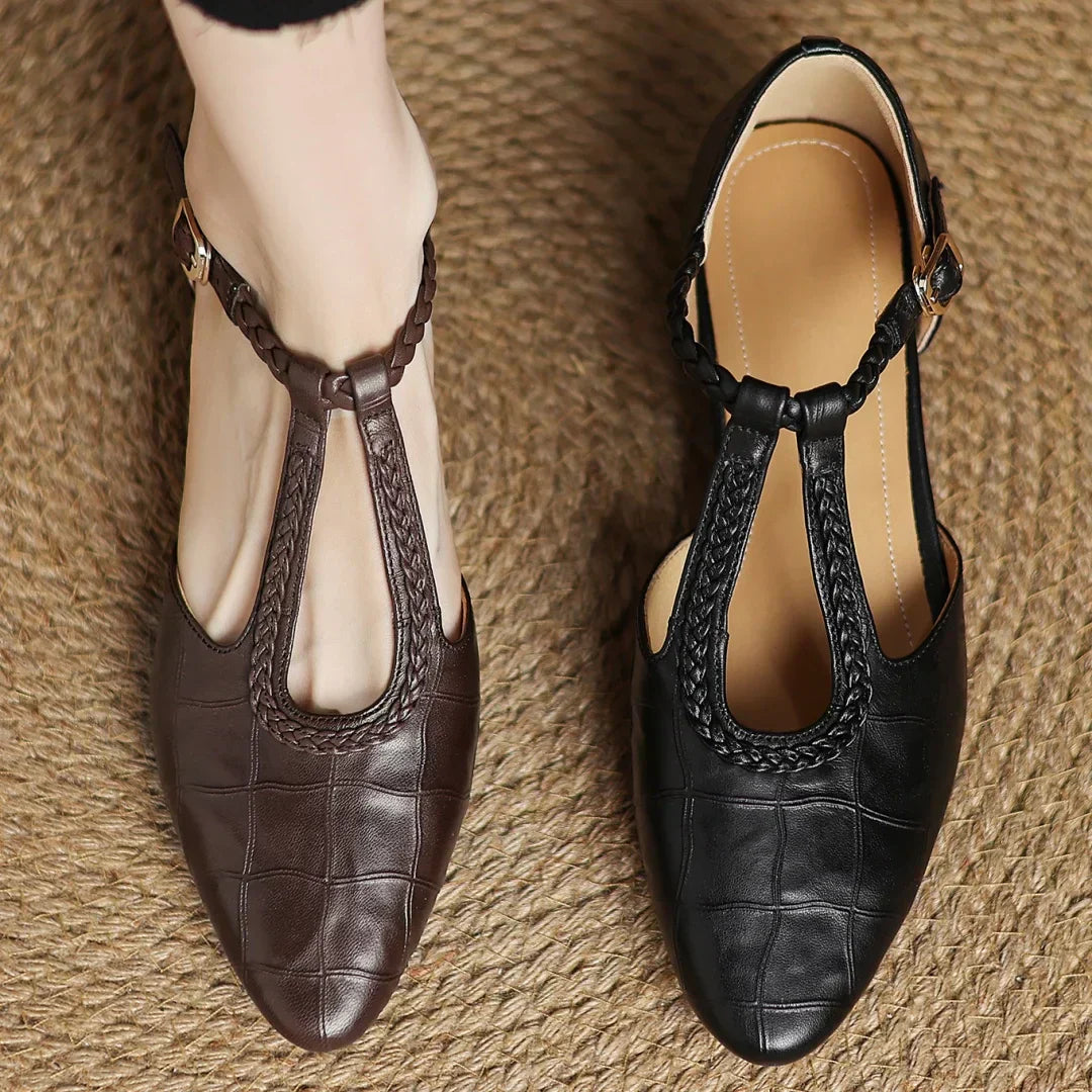 Comfortable Shoes for Women with Buckle T Strap Style