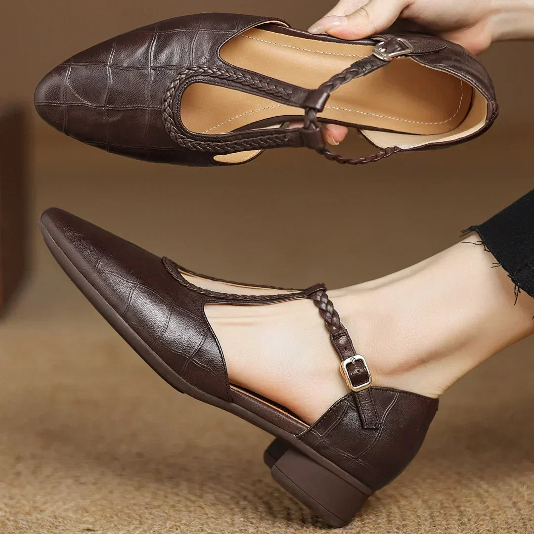 Comfortable Shoes for Women with Buckle T Strap Style