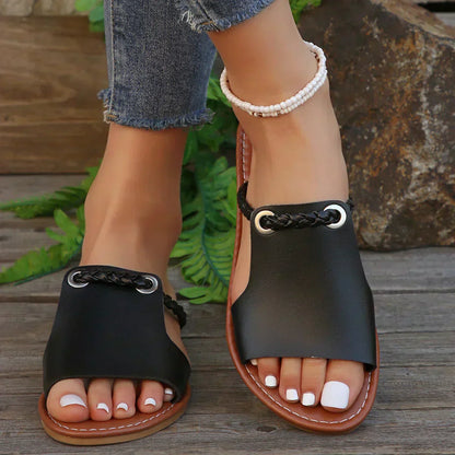 Comfortable Sandals for Women with Braided Slip On Breathable Style
