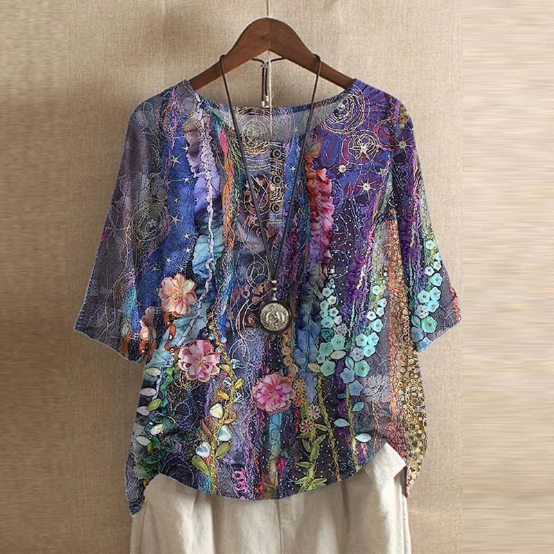 Stylish Floral Blouse for Women with Retro Casual Vintage Style