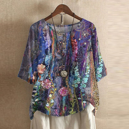 Stylish Floral Blouse for Women with Retro Casual Vintage Style