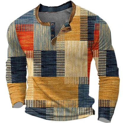 Comfortable Patchwork Shirt for Men with Long Sleeve