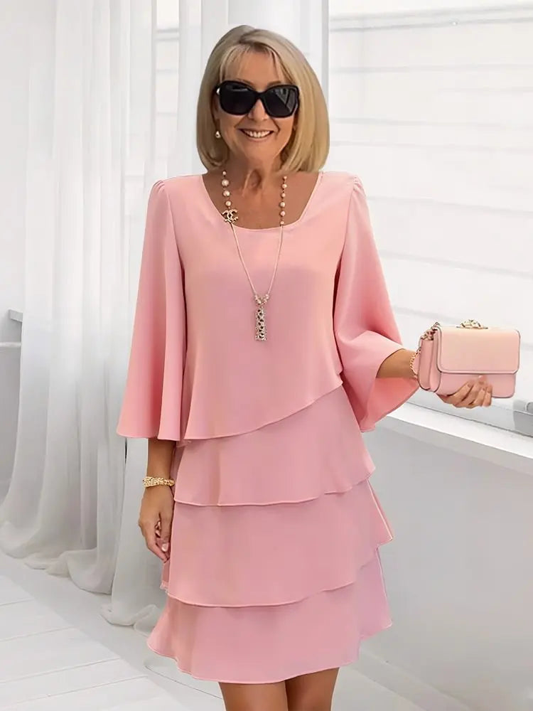Stylish Mini Dress for Women with Round Neck